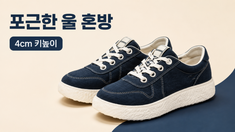 루루동 여성 울 혼방 키높이 스니커즈 다크네이비 4cm 굽 사계절 데일리 운동화